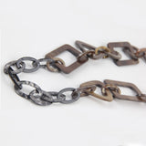 Vintage Acrylic Geometric Necklace Big Chain Link Collar Long Jewelry