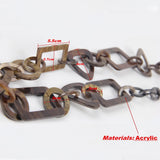 Vintage Acrylic Geometric Necklace Big Chain Link Collar Long Jewelry