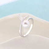 S925 Sterling Silver Fishtail Pearl Ring Settings Mountings Female Adjustable