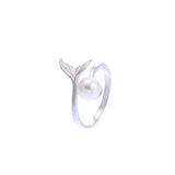 S925 Sterling Silver Fishtail Pearl Ring Settings Mountings Female Adjustable