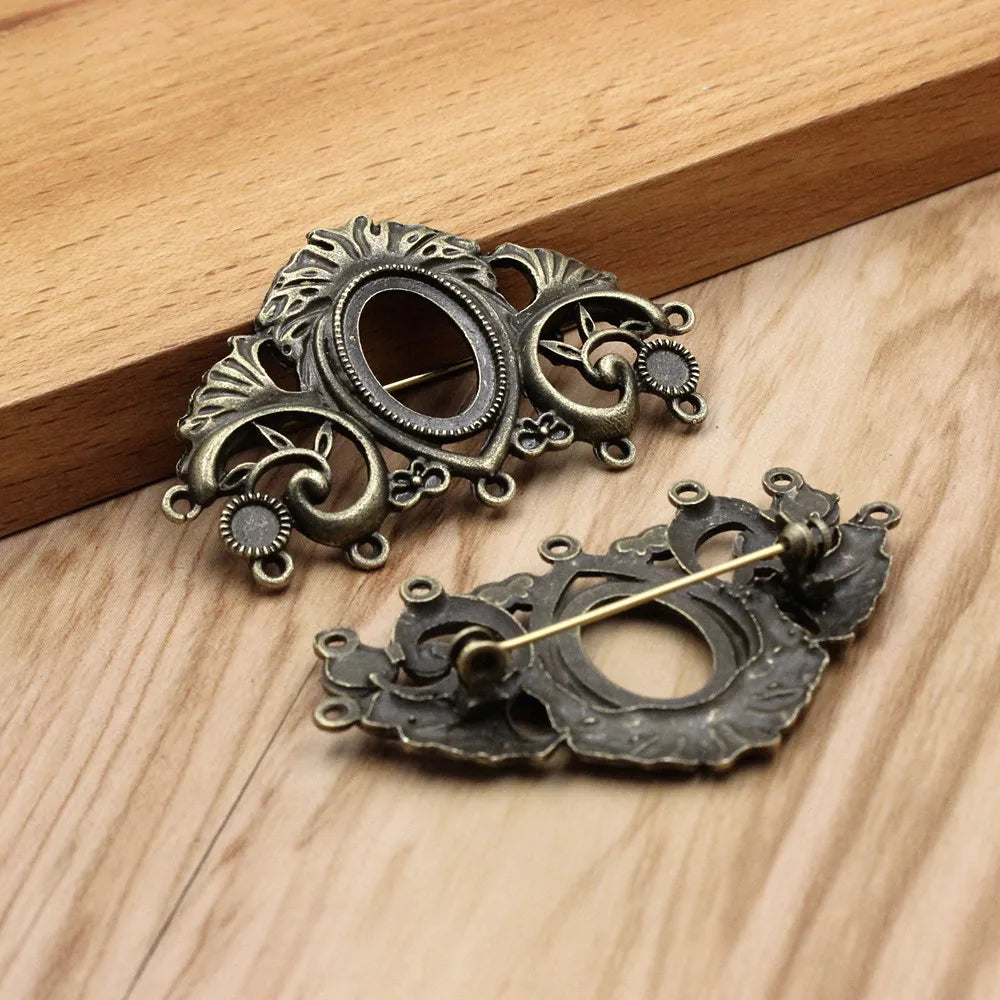 13x18mm Vintage Oval Cabochons Glass Blank Setting Brooch DIY Making 3pcs