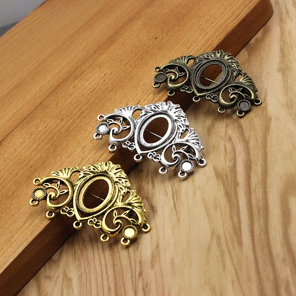 13x18mm Vintage Oval Cabochons Glass Blank Setting Brooch DIY Making 3pcs
