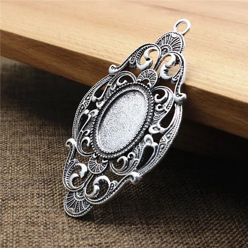 Vintage Glass Cameos Frame Settings Bezel Tray for DIY Necklace Making 5pcs/lot