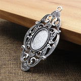 Vintage Glass Cameos Frame Settings Bezel Tray for DIY Necklace Making 5pcs/lot
