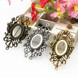 Vintage Oval Brooch Blank Setting Bezel Tray Base Mermaid Cabochons 5pcs/lot