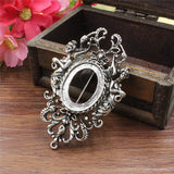 Vintage Oval Brooch Blank Setting Bezel Tray Base Mermaid Cabochons 5pcs/lot