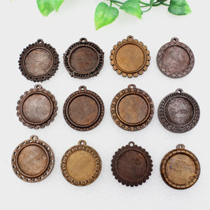 25mm Wooden Round Vintage Glass/Cabochon Frame Bezel Settings