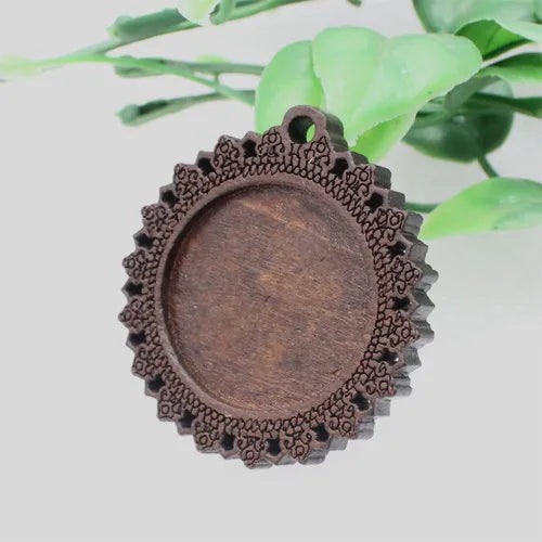 25mm Wooden Round Vintage Glass/Cabochon Frame Bezel Settings