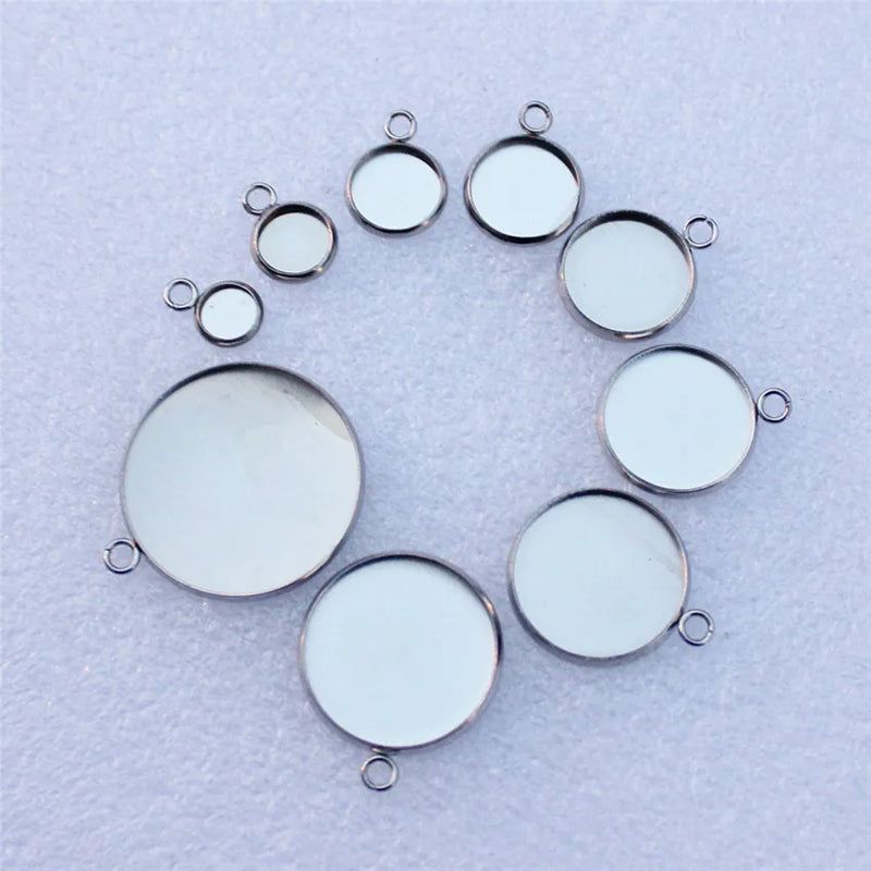 Stainless Steel Bezel Base for Round Cabochons DIY Gift 20pcs