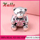 Silver 925 Teddy Bear Enamel Beads Charms Bracelet For Women