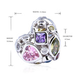925 Sterling Silver Heart Charm with Clear Cz Stone for European Bracelet