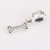 Sterling Silver Love My Dog & Bone Charm Bracelet DIY Jewelry