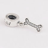 Sterling Silver Love My Dog & Bone Charm Bracelet DIY Jewelry