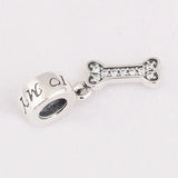 Sterling Silver Love My Dog & Bone Charm Bracelet DIY Jewelry