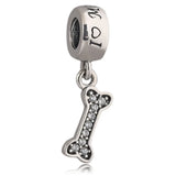 Sterling Silver Love My Dog & Bone Charm Bracelet DIY Jewelry