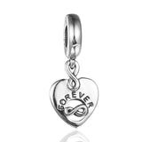 Sterling Silver Forever Heart Dangle Charm Bead for Jewelry Making