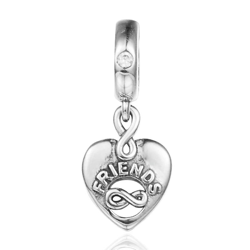 Sterling Silver Forever Heart Dangle Charm Bead for Jewelry Making