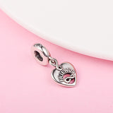 Sterling Silver Forever Heart Dangle Charm Bead for Jewelry Making