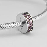 Sterling Silver DIY Beads for Jewelry Making with Pink Shining Clips Charms