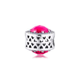 Sterling Silver Bracelet with Big Stone Cerise Charm