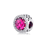 Sterling Silver Bracelet with Big Stone Cerise Charm