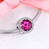 Sterling Silver Bracelet with Big Stone Cerise Charm