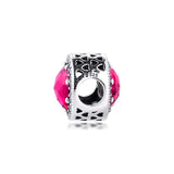 Sterling Silver Bracelet with Big Stone Cerise Charm