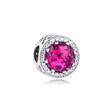 Sterling Silver Bracelet with Big Stone Cerise Charm