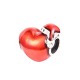 925 Sterling Silver Red Christmas Heart Beads for Jewelry Making