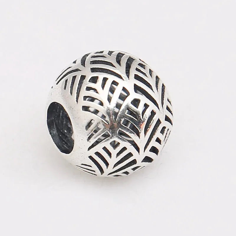 925 Sterling Silver Hollow Leaves Charm Beads for DIY Bracelets