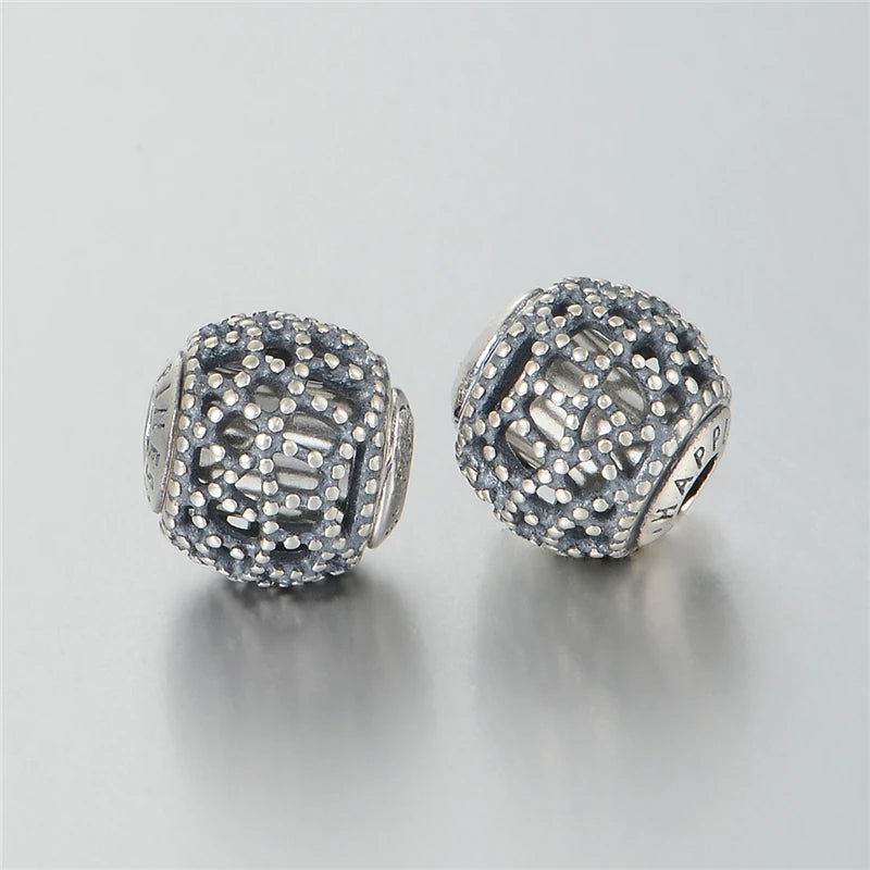 Sterling Silver DIY Beads for Bracelets - Happiness Charms 925 Silver Women Gift