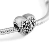 925 Sterling Silver Family Tree Heart Charm Bead for DIY Jewelry Making