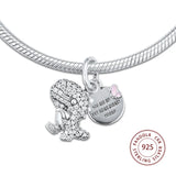 Europe Bracelet Charm 925 Sterling Silver Pave Dinosaur Dangle Crystal Charms