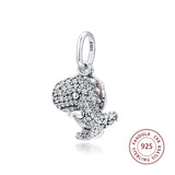Europe Bracelet Charm 925 Sterling Silver Pave Dinosaur Dangle Crystal Charms