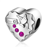 925 Sterling Silver Romantic Cz Love Heart Beads for Women