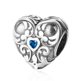 925 Sterling Silver Romantic Cz Love Heart Beads for Women