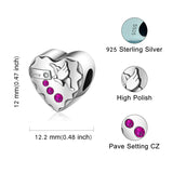 925 Sterling Silver Romantic Cz Love Heart Beads for Women