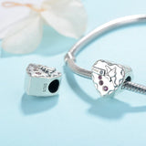 925 Sterling Silver Romantic Cz Love Heart Beads for Women