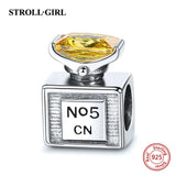 925 Silver Perfume Bottle Bead with Yellow Cz Stone for European Bracelets