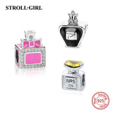 925 Silver Perfume Bottle Bead with Yellow Cz Stone for European Bracelets