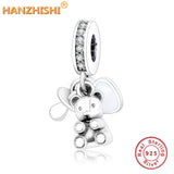 925 Silver Daisy Charm Bracelet with Clear Zircon Jewelry Berloque Summer
