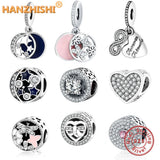 925 Silver Daisy Charm Bracelet with Clear Zircon Jewelry Berloque Summer