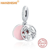 925 Silver Daisy Charm Bracelet with Clear Zircon Jewelry Berloque Summer