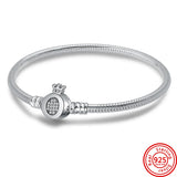3mm Charms Bracelets Retro Leather 925 Silver Crown Bracelets Men Women