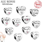 925 Silver Heart Charm Pan Bracelet for Women