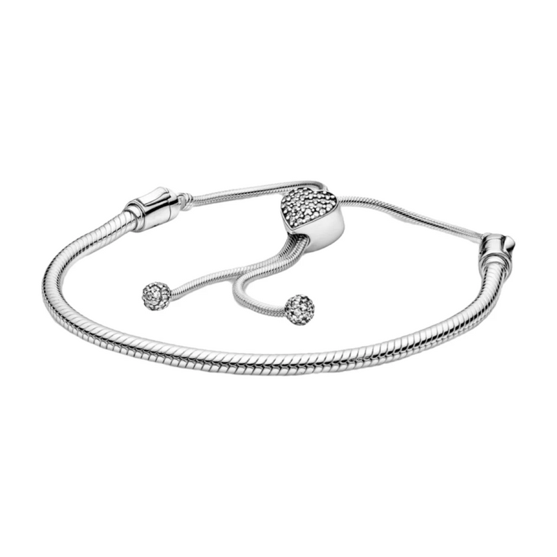 925 Silver Sparkling Heart-shaped Bracelet