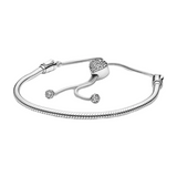 925 Silver Sparkling Heart-shaped Bracelet