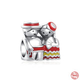 925 Silver Family Hearts & Dog Love Bracelet Charms Bead DIY