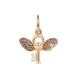 925 Sterling Silver Winged Key Pendant DIY Beads for Jewelry Making