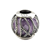 925 Silver Purple & Clear CZ Charm Beads for Bracelet Making